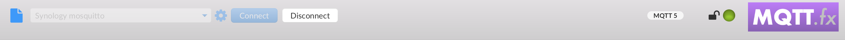 Connection bar after connecting: green status indicator with MQTT 5 and security badges
